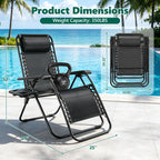 WASUHE Zero Gravity Recliner Chair Set of 2, Foldable Outdoor Lounge Chair with Cup Holder, Adjustable Patio Chair for Beach, Pool, Patio