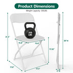 WASUHE 10 Pack White Plastic Folding Chairs, Indoor Outdoor Portable Stackable Commercial Chairs with Non-slip Design, 350lbs Capacity, Indoor Outdoor for Events Wedding Party Office Dining