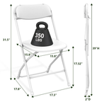 HAILIMU 8 Pcaks White Plastic Folding Chairs, Heavy-Duty Commercial Seats with Steel Frame, 300 lb Capacity for Indoor & Outdoor Events, Office, Wedding, Party & Dining