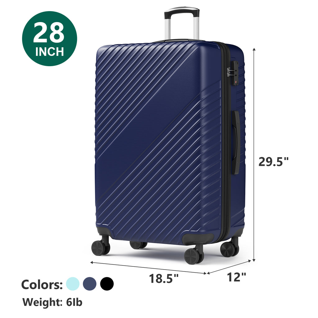 HAIMULI 28 Inches Hardside Carry On Luggage, Lightweight ABS+PC Hard Case Suitcase With 360° Rotating Silent Wheel, With TSA Lock, Airline Approved Luggage, Black