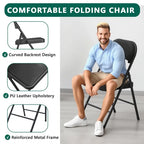 HaiNova 6 Pack Folding Chairs with Comfortable Cushion, Leather Padded Cushion Chair with Stainless Steel Frame for Home and Office, Gatherings, Black