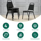 HaiNova Trapezoidal Back Vinyl Stacking Banquet Chair, Multipurpose Stacking Chair with Padded Seat and Back,for Weddings,dinners, Black