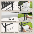 WASUHE 5FT Folding Grill Table, Portable Camping Table with Metal Grid & Tool Hooks, Ideal for BBQ, Picnic & RV Use, Space-Saving Design, Black