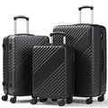 3-Piece Luggage Set - Carry-On & Large& Medium Checked Luggage with Dual Spinner Wheels - Durable Polypropylene Hardshell - TSA Lock, Airline-Approved - Expandable Hard Shell(Black)