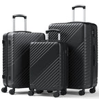 3-Piece Luggage Set - Carry-On & Large& Medium Checked Luggage with Dual Spinner Wheels - Durable Polypropylene Hardshell - TSA Lock, Airline-Approved - Expandable Hard Shell(Black)