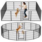 16 Panels Metal Dog Playpen, 32" Height Dog Fence Exercise Pen with Doors for Large Medium Small Dogs Rabbits Cats, Foldable Pet Puppy Playpen for Indoor & Outdoor Yard