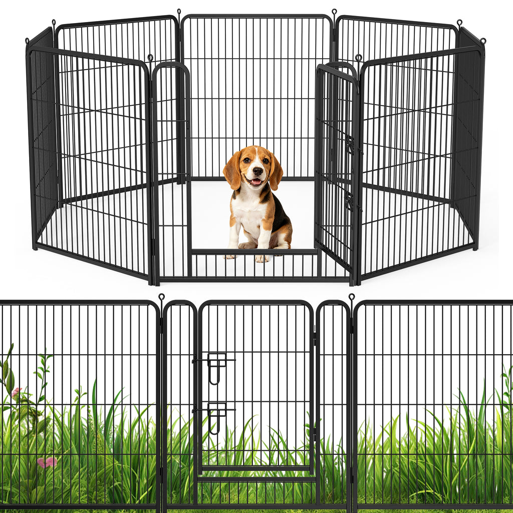 8 Panels Metal Dog Playpen, 32" Height Dog Fence Exercise Pen with Doors for Large Medium Small Dogs Rabbits Cats, Foldable Pet Puppy Playpen for Indoor & Outdoor Yard