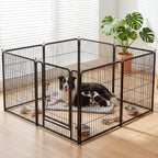 8 Panels Metal Dog Playpen, 32" Height Dog Fence Exercise Pen with Doors for Large Medium Small Dogs Rabbits Cats, Foldable Pet Puppy Playpen for Indoor & Outdoor Yard