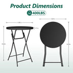 HaiNova 32in Folding Round High Top Table, Cocktail Table, with Removable Legs, Tall Bistro Foldable Bar Height Table for Parties, Patio, Black