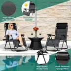 HaiCube Zero Gravity Chair Set of 2, Adjustable Reclining Outdoor Lounge Chairs with Cup Holder Tray & Headrest, Portable Folding Patio Chairs for Camping, Pool, Backyard, Black
