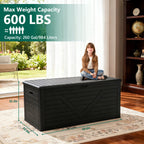 WASUHE 260 Gallon Outdoor Storage Box, Large Resin Deck Boxes Outdoor Waterproof, Deck Storage Box for Patio Furniture Outdoor Cushions, Throw Pillows, Garden Tools and Pool Floats, Black
