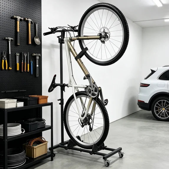 HaiNova Adjustable Height Vertical Bike Stand, Freestanding Bike Rack with Wheels for Garage & Apartment, Safe & Secure, for Wheels Sizes up to 29”