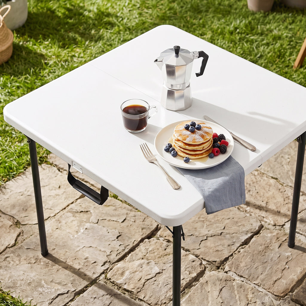 HAIMULI 36" Square Folding Table with Handle, 400lbs Weight Capacity Foldable Table with HDPE Tabletop & Heavy-Duty Steel Legs, Large Portable Picnic Table for Indoor Outdoor, Black