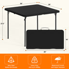 HAIMULI 36" Square Folding Table with Handle, 400lbs Weight Capacity Foldable Table with HDPE Tabletop & Heavy-Duty Steel Legs, Large Portable Picnic Table for Indoor Outdoor, Black