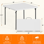 HAIMULI 36" Square Folding Table with Handle, 400lbs Weight Capacity Foldable Table with HDPE Tabletop & Heavy-Duty Steel Legs, Large Portable Picnic Table for Indoor Outdoor, Black