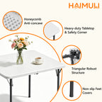 HAIMULI 36" Square Folding Table with Handle, 400lbs Weight Capacity Foldable Table with HDPE Tabletop & Heavy-Duty Steel Legs, Large Portable Picnic Table for Indoor Outdoor, Black