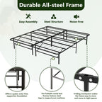 HaiNova Twin Bed Frame Folding Metal Platform Bed Frame with Heavy Duty and Strong Bearing Capacity, 14 Inches High, Black