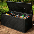 WASUHE 260 Gallon Outdoor Storage Box, Large Resin Deck Boxes Outdoor Waterproof, Deck Storage Box for Patio Furniture Outdoor Cushions, Throw Pillows, Garden Tools and Pool Floats, Black