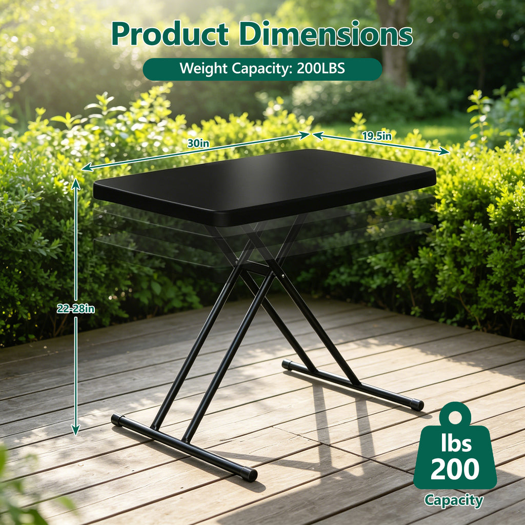 30 Inch Folding Table TV Tray, Portable Adjustable Height, X-shaped Frame Portable Work Table, Utility Foldable Desk for Small Spaces, Laptop & Couch, Camping, Pink