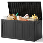 WASUHE 100 Gallon Large Deck Boxes Outdoor Waterproof, Lockable Patio Storage Box for Furniture,Pool Float, Garden Tools, Waterproof Outdoor Storage Cabinet, UV Resistant