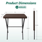 WASUHE Folding Table, Square Card Table with Rustproof Steel Frame, Foldable Coffee Table for Patio, Outdoor, Indoor, Small Space, No Assembly