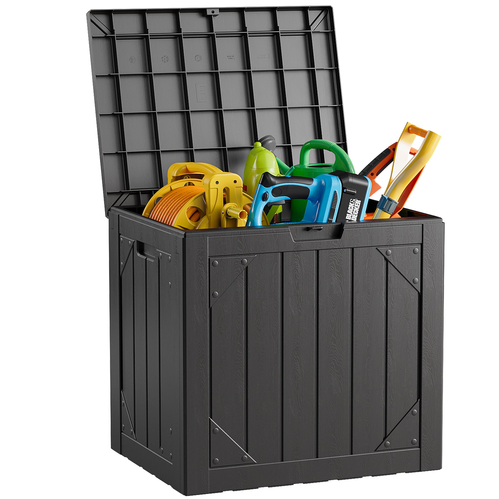 WASUHE 30 Gallon Resin Deck Box Waterproof Small Outdoor Storage Box for Patio Furniture Pool Accessories Indoor Storage for Cushion Garden Tools, UV Resistant, Lockable