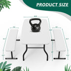 WASUHE 38" Outdoor Picnic Table Set, Heavy Duty All Weather Plastic Table Set for Small Spaces, Patio & Garden, Party, Compact