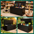 WASUHE 260 Gallon Outdoor Storage Box, Large Resin Deck Boxes Outdoor Waterproof, Deck Storage Box for Patio Furniture Outdoor Cushions, Throw Pillows, Garden Tools and Pool Floats, Black