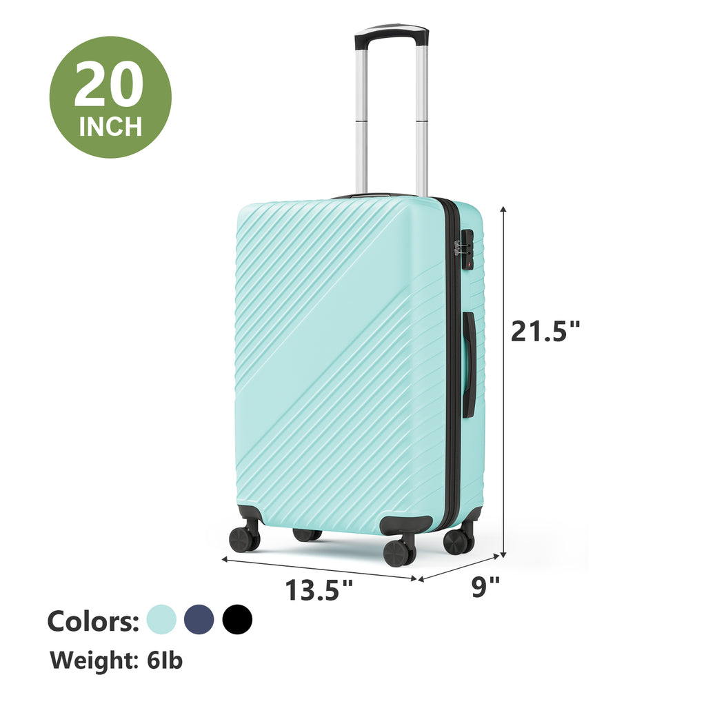HAIMULI 20 Inches Hardside Carry On Luggage, Lightweight ABS+PC Hard Case Suitcase With 360° Rotating Silent Wheel, With TSA Lock, Airline Approved Luggage, Black