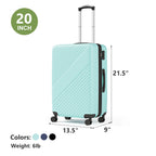 HAIMULI 20 Inches Hardside Carry On Luggage, Lightweight ABS+PC Hard Case Suitcase With 360° Rotating Silent Wheel, With TSA Lock, Airline Approved Luggage, Black