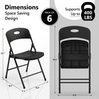 HaiNova 6PCS Black Plastic Folding Chair Set, 400-Pound Portable Waterproof and Wear-Resistant Folding Chair with Steel Frame, Suitable for Parties, Picnics, Weddings and Business.