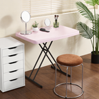30 Inch Folding Table TV Tray, Portable Adjustable Height, X-shaped Frame Portable Work Table, Utility Foldable Desk for Small Spaces, Laptop & Couch, Camping, Pink
