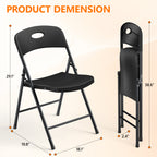 6 Pack Plastic Folding Chair, Sturdy Metal Folding Chairs for Outside Indoor, Portable 350 lbs Capacity Heavy Duty Stackable Commercial Seating for Picnic, Party, Patio (Black)