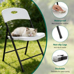 WASUHE White Folding Chairs with Enhanced Iron Frame, Stackable Plastic Folding Chairs for Outside, Indoor, Party, Wedding, Meeting Room, Patio and Garden, Weight Capacity 350 lbs