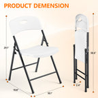 2 Pack Plastic Folding Chair, Sturdy Metal Folding Chairs for Outside Indoor, Portable 350 lbs Capacity Heavy Duty Stackable Commercial Seating for Picnic, Party, Patio (Black)