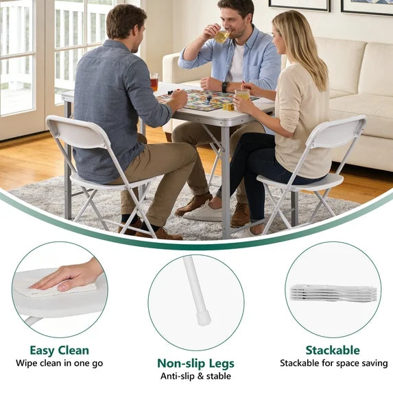 HaiNova Plastic Folding Chair 6 Pack, Portable Comfortable Event Chair, Capacity 350 lb, Indoor/Outdoor Dual-Use Seating for Various Occasions, White