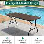 HaiNova 6ft Folding Table, Portable Camping Table with Handle, Durable and Anti-fouling Picnic Table Suitable for Party, Camping and Picnic, Black