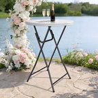 HaiNova 32in Folding Round High Top Table, Cocktail Table, with Removable Legs, Tall Bistro Foldable Bar Height Table for Parties, Patio, Black