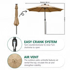 HaiCube 9FT Solar Patio Umbrella with LED Lights, Outdoor Market Umbrella with Solar Panel, 8 Heavy-Duty Ribs, for Patio, Deck, Garden,Khaki