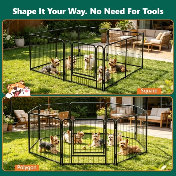 WLLJOY Dog Playpen, 24 Inch 8 Panels Heavy Duty Metal Pet Fence for Indoor/Outdoor, Large Dog Exercise Pen for RV Camping/Yard/Garden, Black