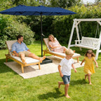 HaiNova 15Ft Large Outdoor Double-Sided Rectangle Umbrella with Base-Mounted, Foldable And Portable Sunshade For Pool, Beaches And Patio, Khaki