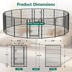 WASUHE Dog Playpen with Door, 24 Inch 8 Panel Foldable Metal Pet Fence, Indoor, Yard, RV Camping, Safe Play Area for Small and Puppy Dogs, Black