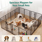 WASUHE Dog Playpen with Door, 24 Inch 8 Panel Foldable Metal Pet Fence, Indoor, Yard, RV Camping, Safe Play Area for Small and Puppy Dogs, Black