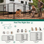 WASUHE Dog Playpen with Door, 24 Inch 8 Panel Foldable Metal Pet Fence, Indoor, Yard, RV Camping, Safe Play Area for Small and Puppy Dogs, Black