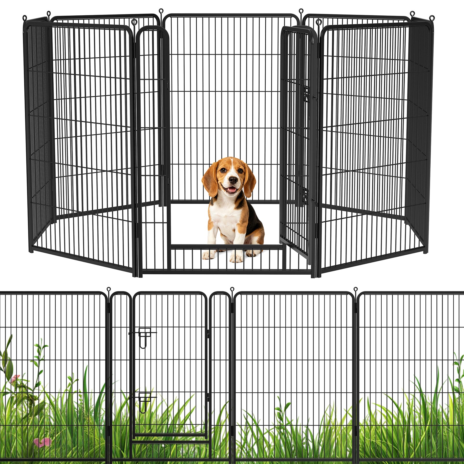 8 Panels Metal Dog Playpen, 40" Height Dog Fence Exercise Pen with Doors for Large Medium Small Dogs Rabbits Cats, Foldable Pet Puppy Playpen for Indoor & Outdoor Yard