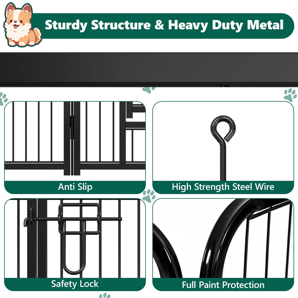 8 Panels Metal Dog Playpen, 40" Height Dog Fence Exercise Pen with Doors for Large Medium Small Dogs Rabbits Cats, Foldable Pet Puppy Playpen for Indoor & Outdoor Yard
