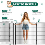 8 Panels Metal Dog Playpen, 40" Height Dog Fence Exercise Pen with Doors for Large Medium Small Dogs Rabbits Cats, Foldable Pet Puppy Playpen for Indoor & Outdoor Yard