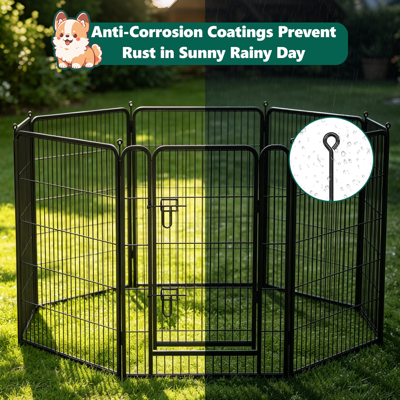 8 Panels Metal Dog Playpen, 40" Height Dog Fence Exercise Pen with Doors for Large Medium Small Dogs Rabbits Cats, Foldable Pet Puppy Playpen for Indoor & Outdoor Yard