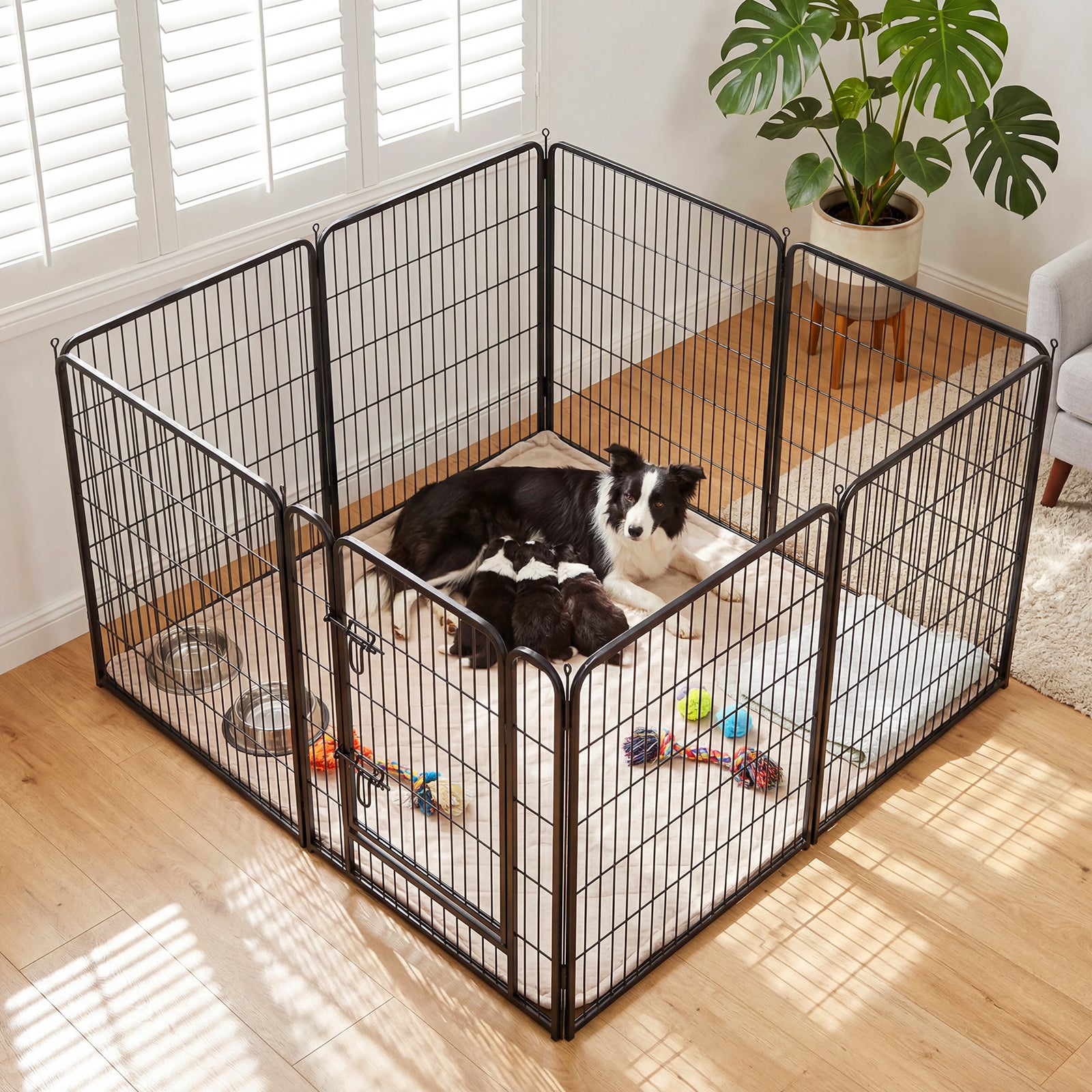 8 Panels Metal Dog Playpen, 40" Height Dog Fence Exercise Pen with Doors for Large Medium Small Dogs Rabbits Cats, Foldable Pet Puppy Playpen for Indoor & Outdoor Yard