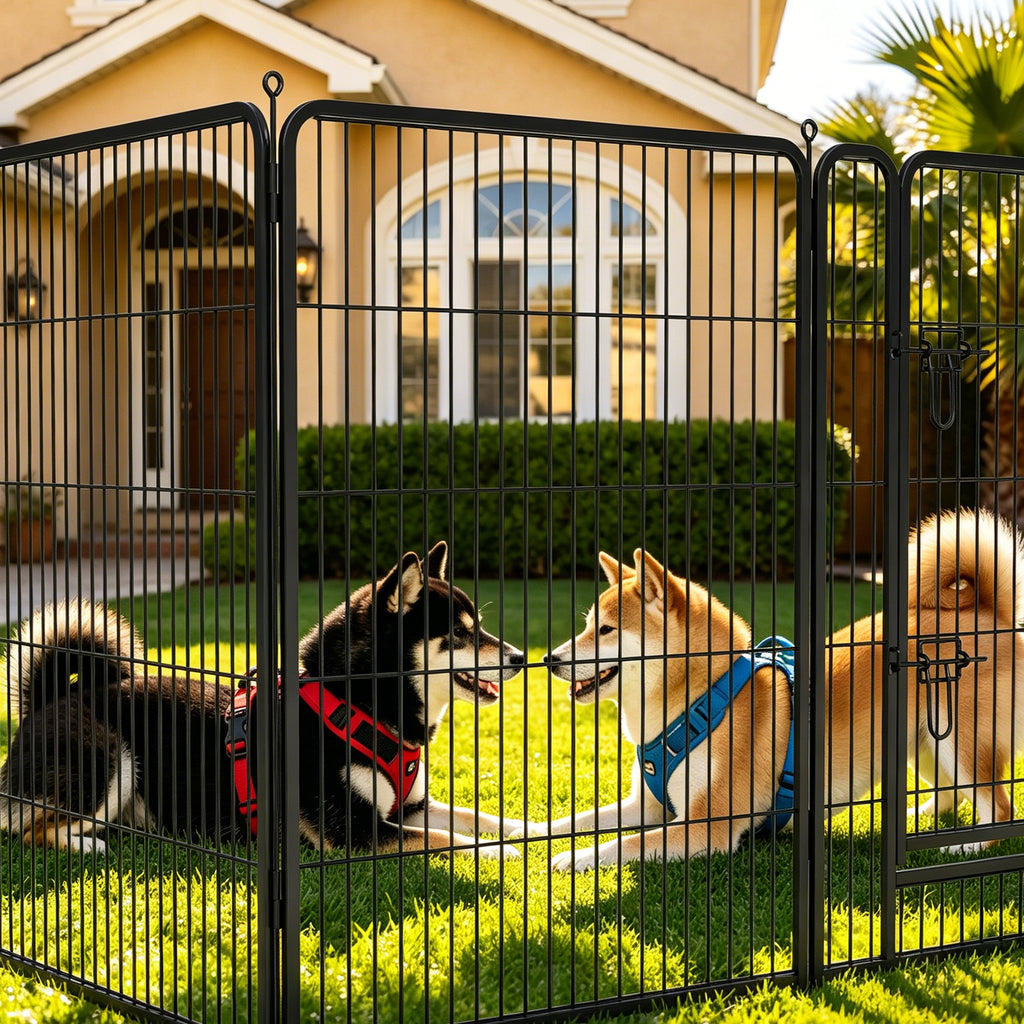 8 Panels Metal Dog Playpen, 40" Height Dog Fence Exercise Pen with Doors for Large Medium Small Dogs Rabbits Cats, Foldable Pet Puppy Playpen for Indoor & Outdoor Yard